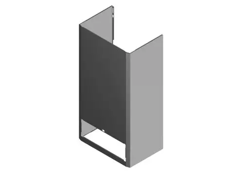 BOSCH Mantel in weißer Ausführung, rechteckige Form mit offener Unterseite und seitlichen Wänden. Geeignet für die Montage in verschiedenen Anwendungen.